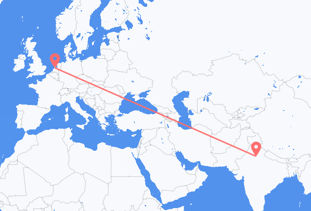 Flyg från New Delhi till Amsterdam