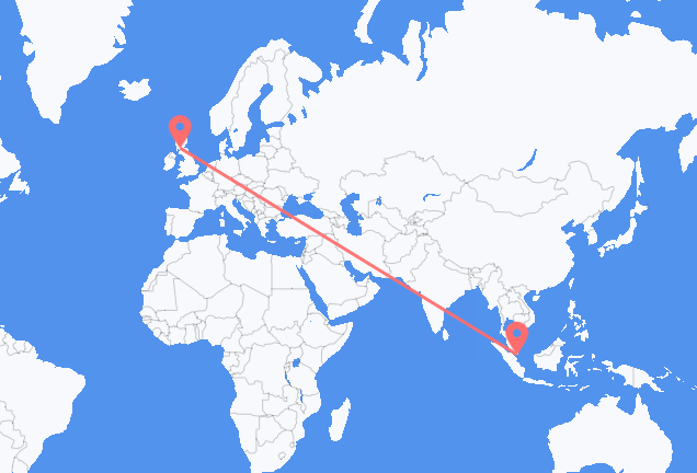 Vluchten van Singapore naar Glasgow