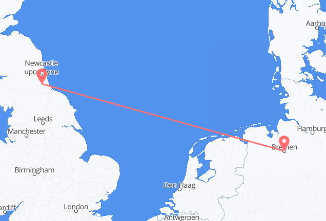 Flyrejser fra Bremen, Tyskland til Durham, England