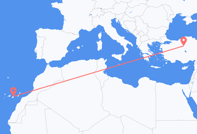 Vluchten van Ankara naar Las Palmas