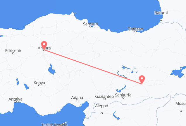 Flyrejser fra Ankara til Diyarbakir