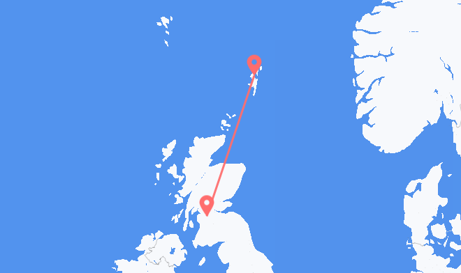 Vluchten van Glasgow naar Lerwick