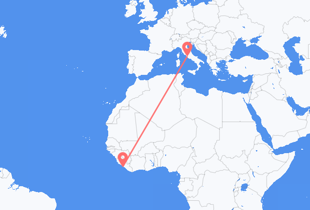 Flyrejser fra Monrovia til Rom