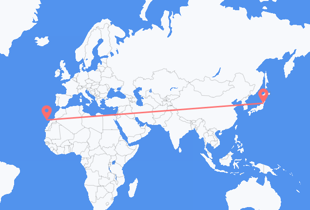 Flyrejser fra Sendai til Las Palmas