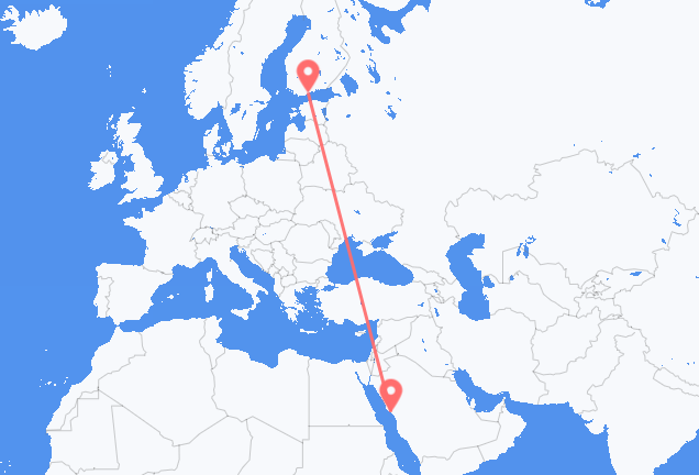 Flyg från Yanbu till Helsingfors