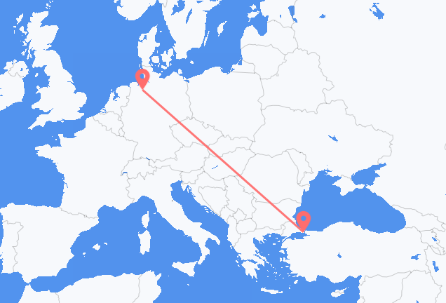 Vluchten van Bremen naar Istanboel
