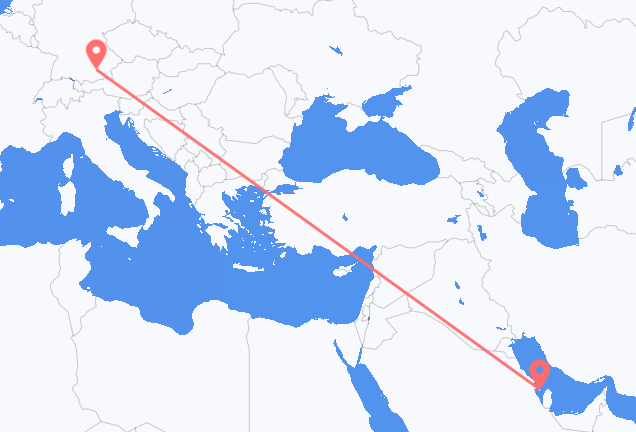 Vluchten van Bahrain Island naar München