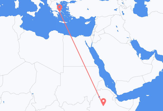 Vluchten van Addis Abeba naar Athene