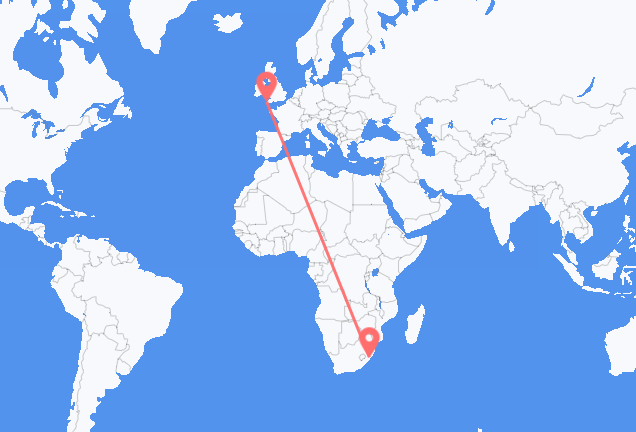 Voli da Durban, Sudafrica to Newquay, Inghilterra