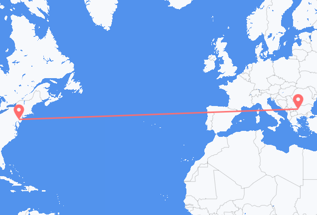 Voos do norte da Filadélfia para Sófia