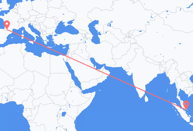 싱가포르 출발, 루르드 도착 항공편