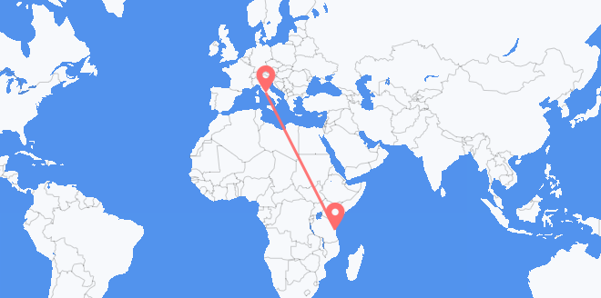 Vluchten van Tanzania naar Italië