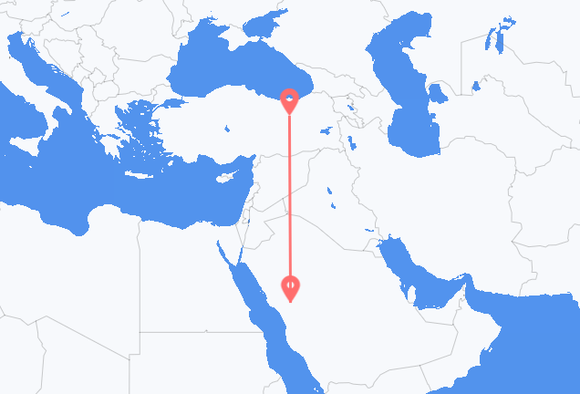 Flyreiser fra Medina, til Erzincan