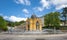 Photo of main colonnade with singing fountain main attraction of Marianske Lazne (Marienbad), Czech Republic.