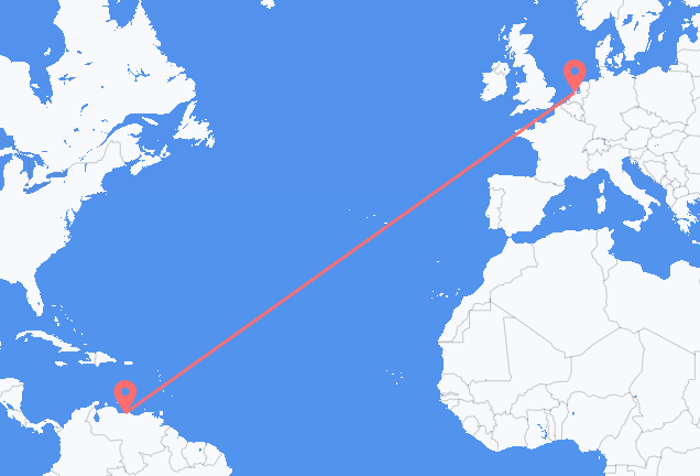 Vluchten van Caracas naar Amsterdam