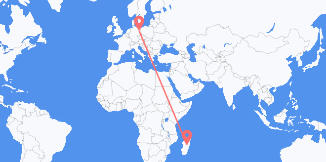 Flyreiser fra Madagaskar til Tyskland