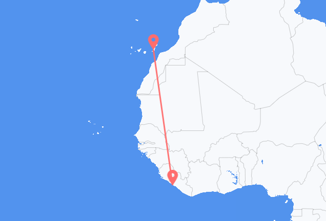 Flyrejser fra Monrovia til Ajuy