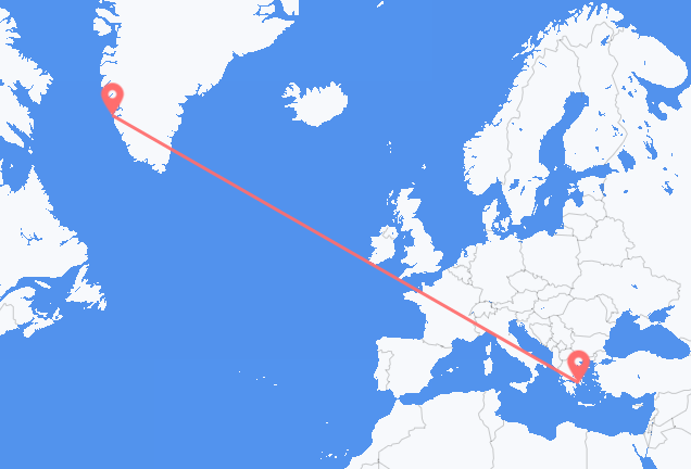Vluchten van Nuuk naar Athene