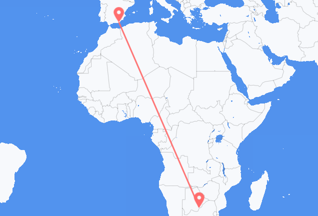 Vluchten van Gaborone naar Almeria