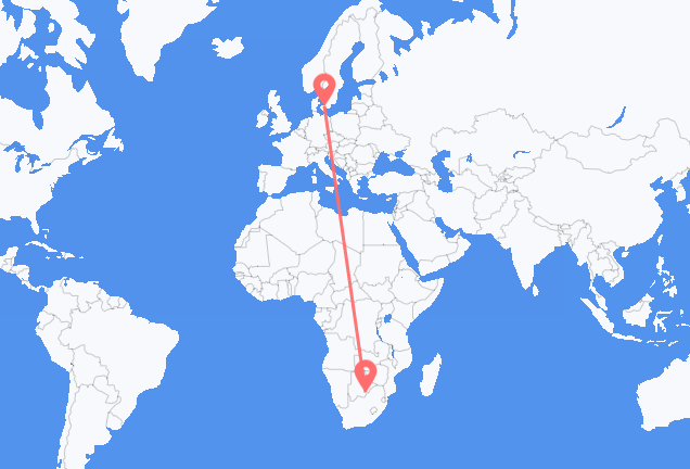 Vluchten van Gaborone naar Kopenhagen