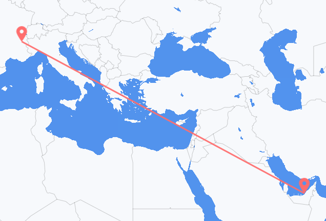 Vluchten van Abu Dhabi, Verenigde Arabische Emiraten naar Chambéry, Frankrijk