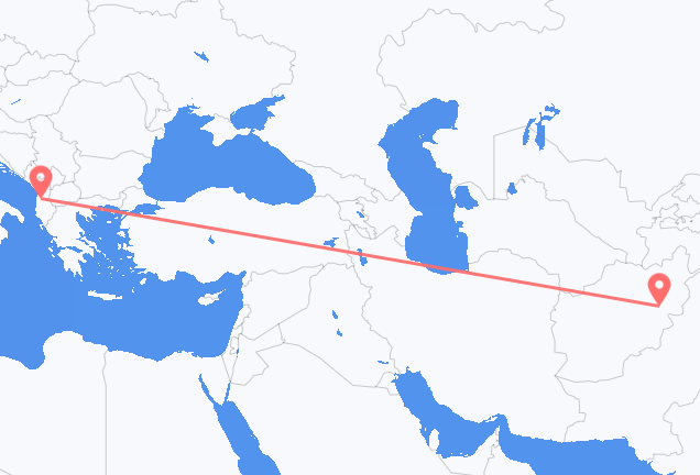 Flüge von Kabul, nach Tirana