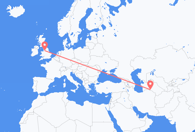 Flyrejser fra Asjkhabad til Manchester