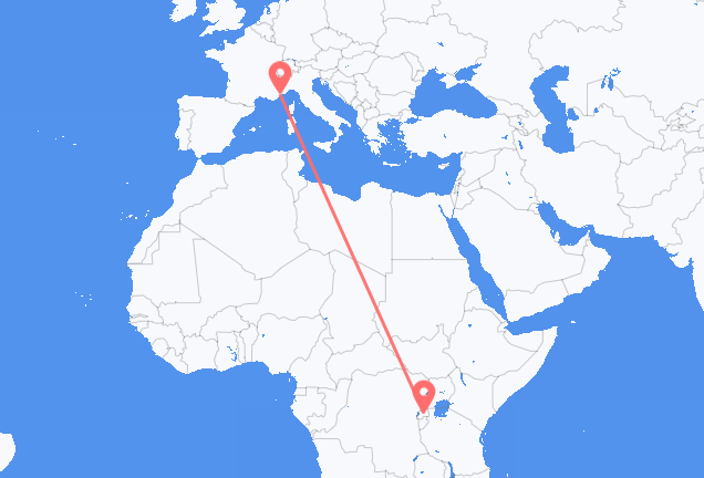 Flyg från Kigali till Nice