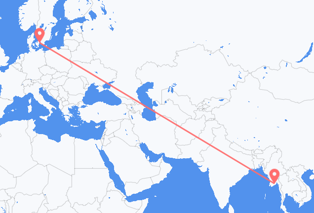 Flyreiser fra Yangon, til København