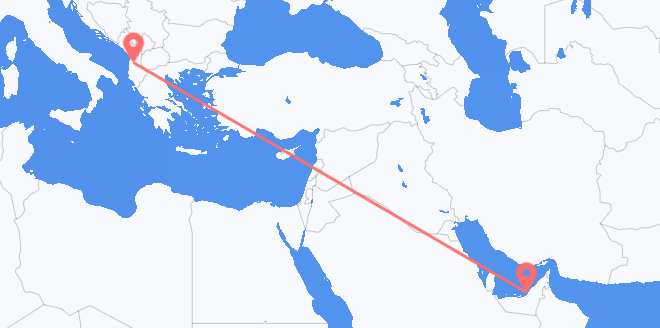 Lennot Yhdistyneistä arabiemiirikunnista Albaniaan