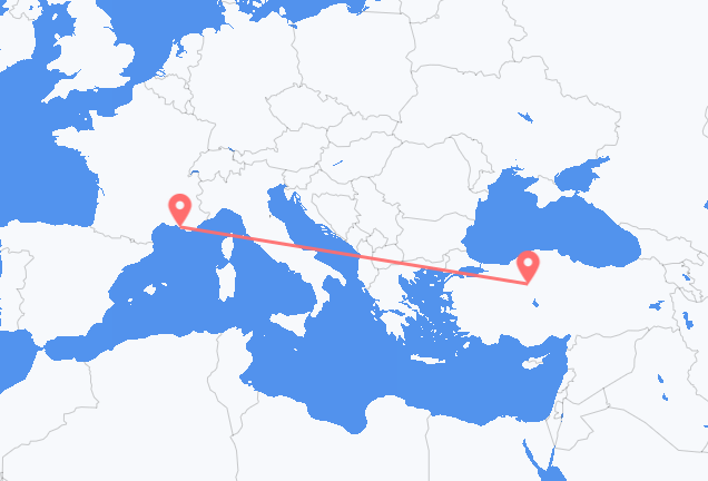 Vluchten van Ankara naar Marseille