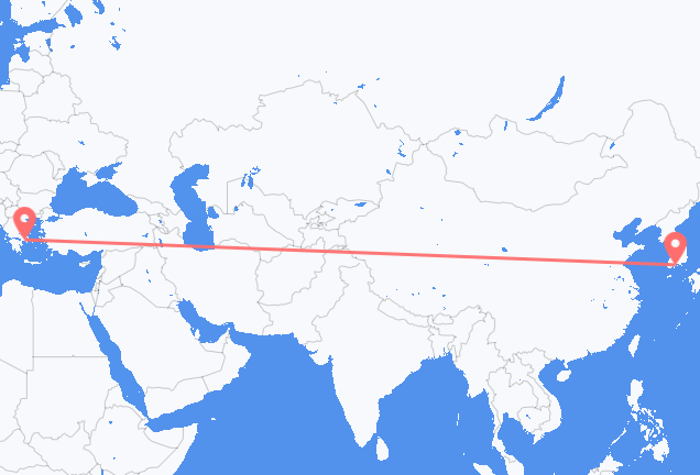 Vluchten van Yeosu, Zuid-Korea naar Athene, Griekenland