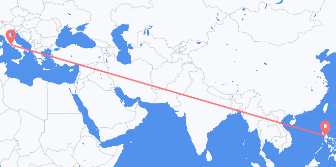 Flyreiser fra Filippinene til Italia