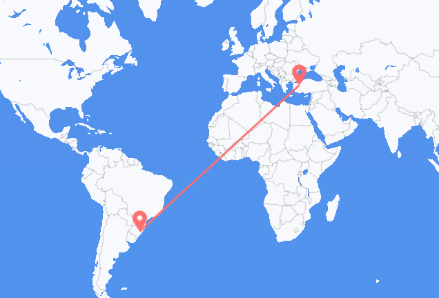 Vluchten van Porto Alegre, Brazilië naar Kutahya, Turkije