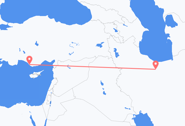 Flyreiser fra Teheran, til Gazipaşa