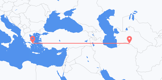 Flyrejser fra Turkmenistan til Grækenland