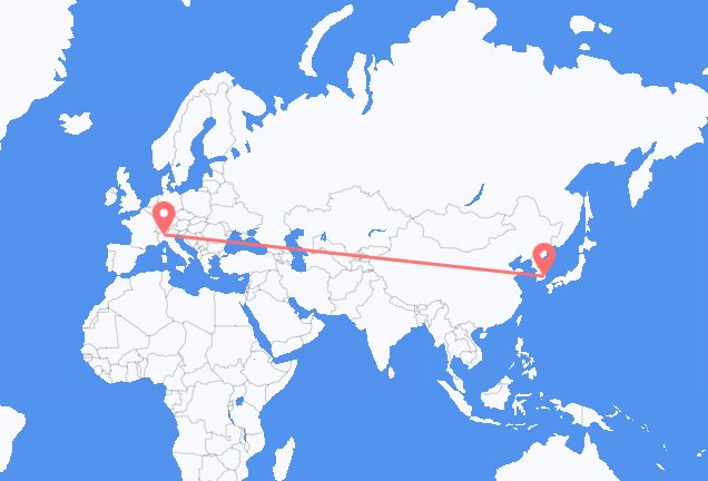 Flug frá Ulsan, Suður-Kóreu til Mílanó, Ítalíu