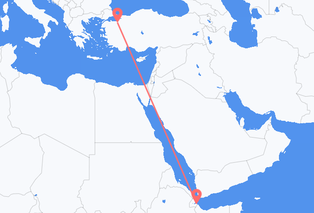 Flyg från Balbala, Djibouti till Bursa, Turkiet