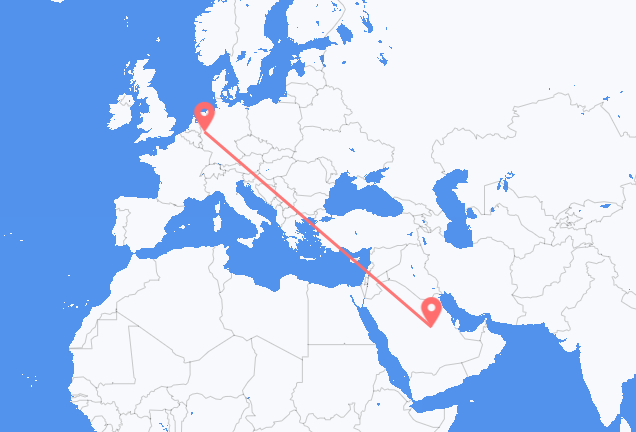 Vluchten van Riyad naar Duesseldorf