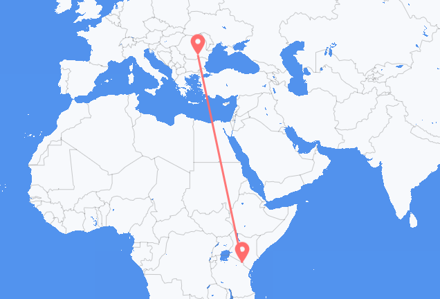 Vluchten van Kilimanjaro naar Boekarest