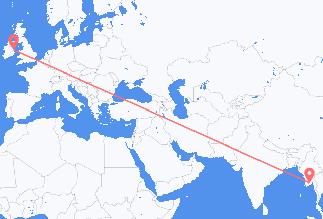 Flyreiser fra Yangon, til Dublin