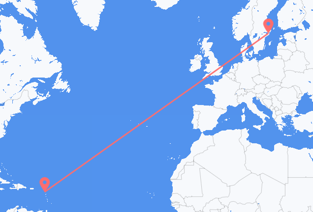 Vols d’Antigua pour Stockholm