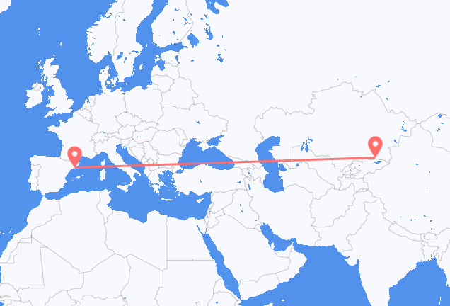 Flyreiser fra Almaty, til Barcelona