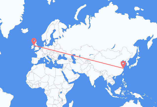 Flyreiser fra Shanghai, til Belfast