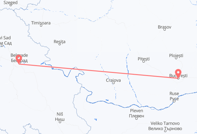 부카레스트 출발, 베오그라드 도착 항공편