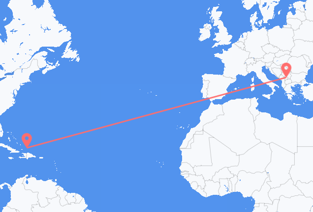 Vluchten van South Caicos naar Pristina