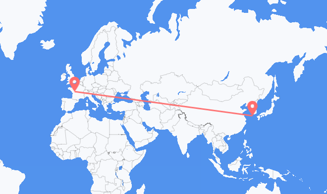 Flug frá Jeju City, Suður-Kóreu til Poitiers, Frakklandi