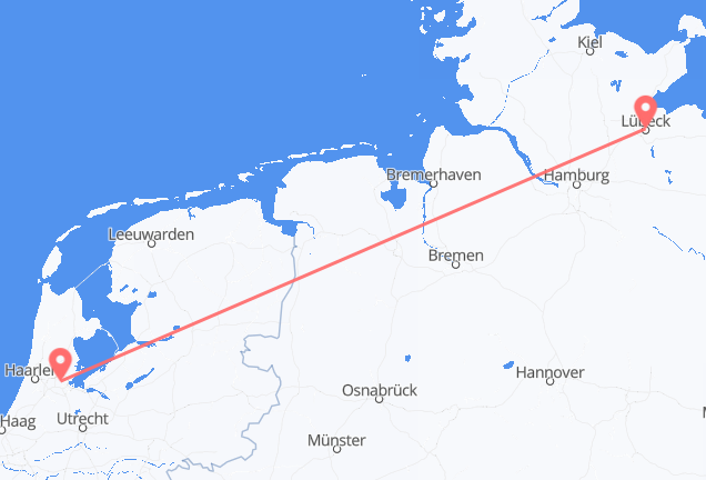 네덜란드 암스테르담에서 출발해 독일 뤼베크에게(으)로 가는 항공편