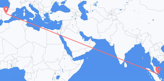 Vluchten van Singapore naar Spanje