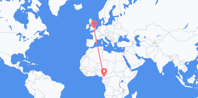 Flyg från Kamerun till Storbritannien